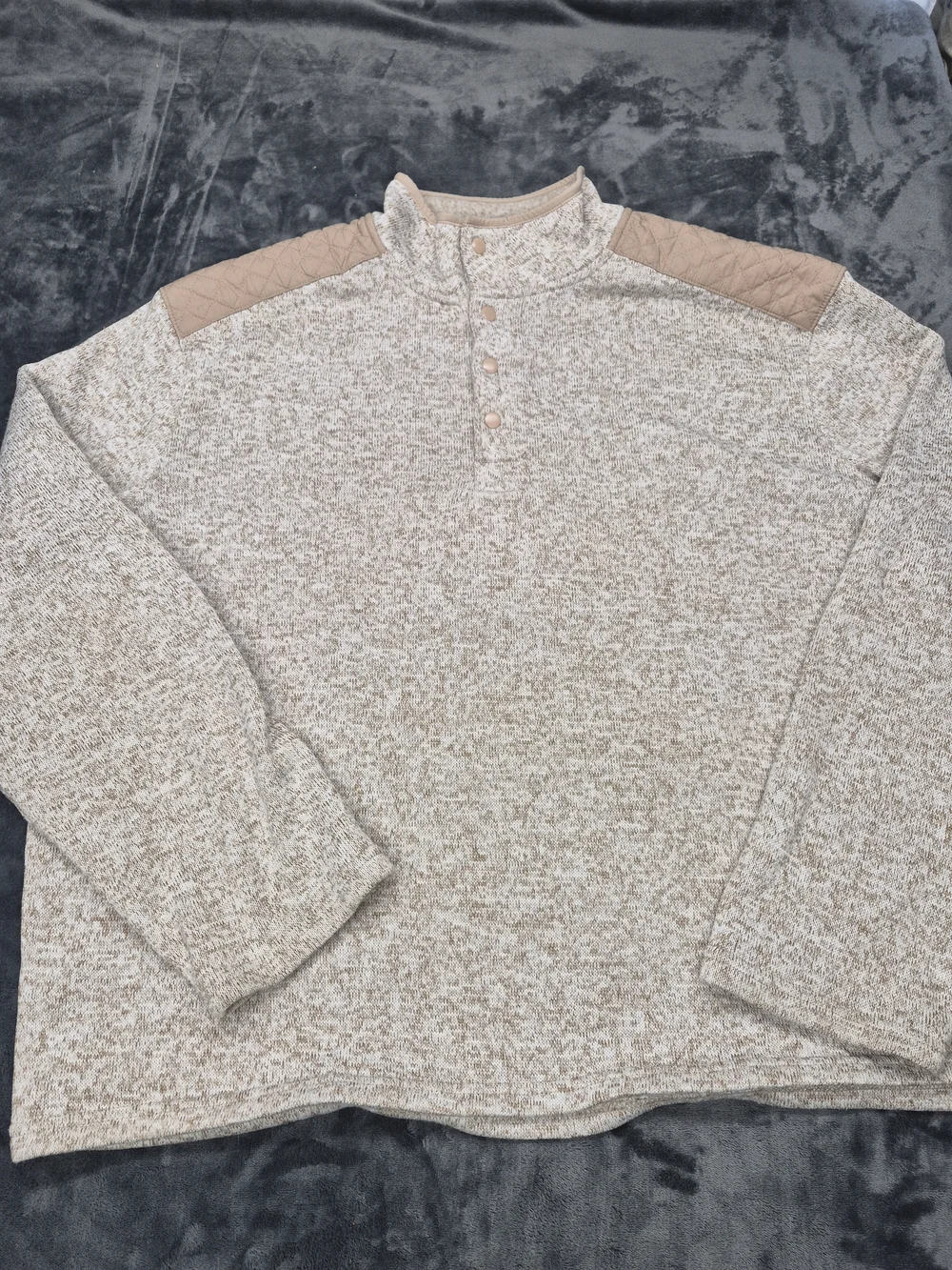 Goodfellow Sweater Adult XXLarge Light Brown Quarter Zip Mens Long Sleeve